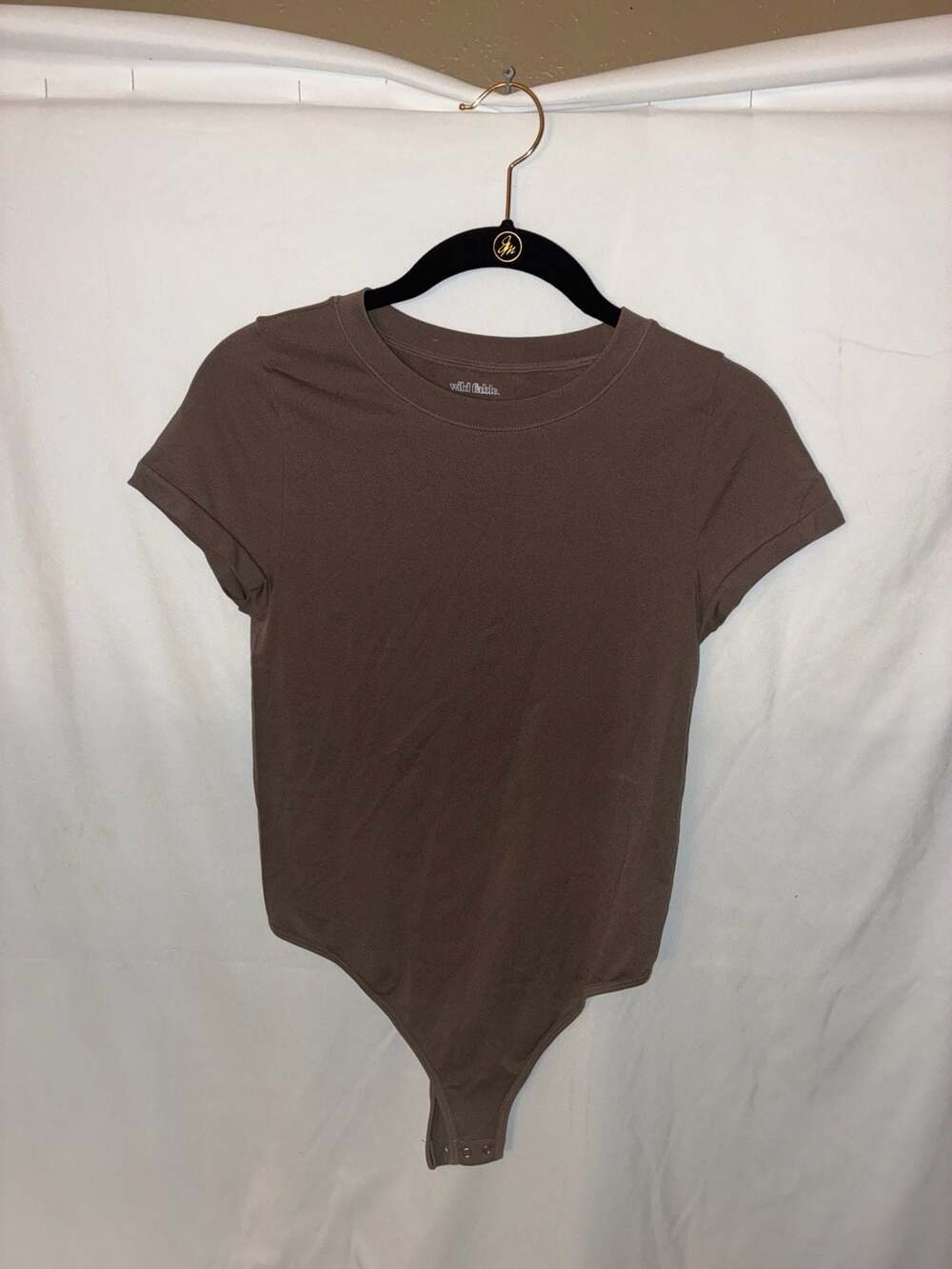 Wild Fable Brown Crew Neck Short Sleeve Bodysuit